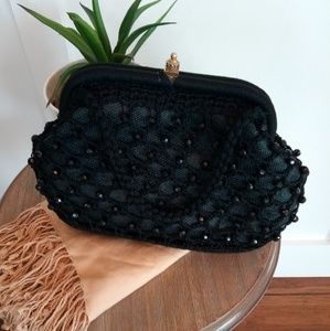 Vintage hand beaded & crochet made in Italy bag
